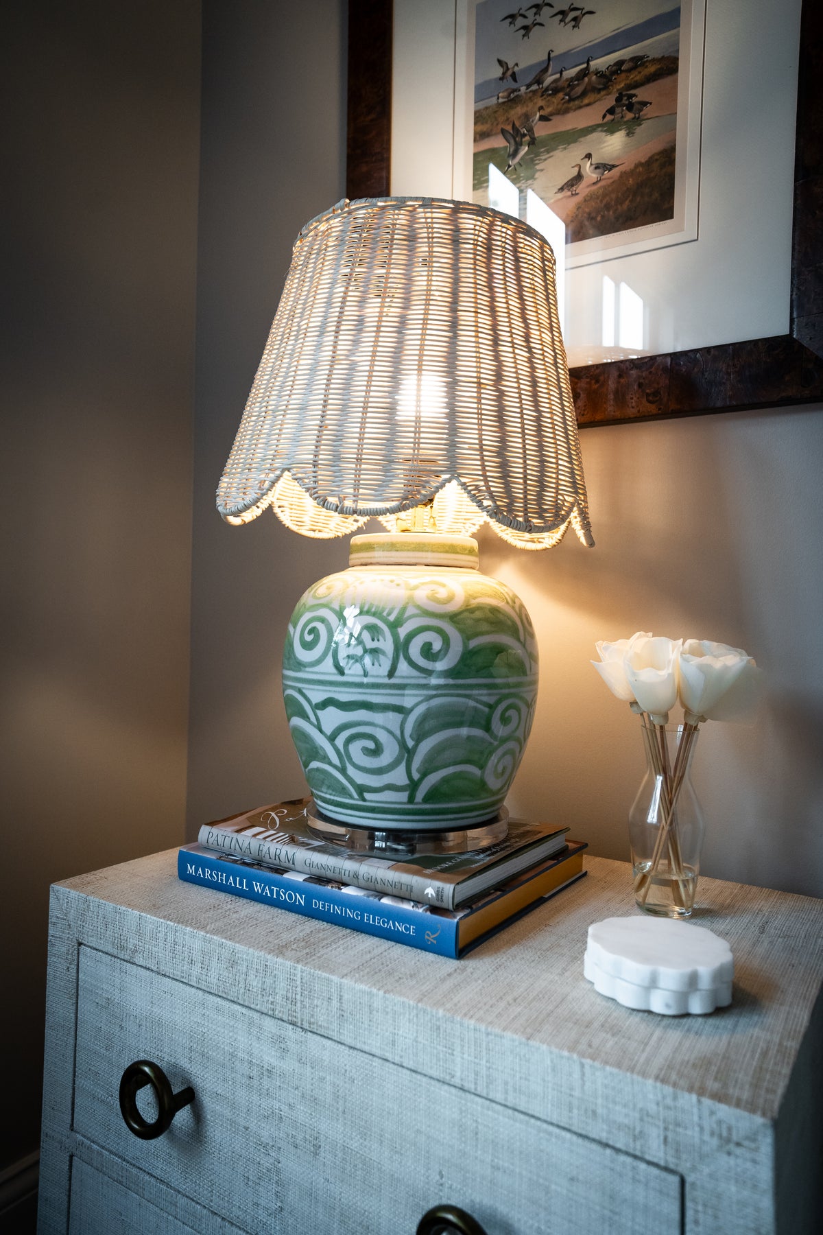 Petite Celadon Scroll Lamp