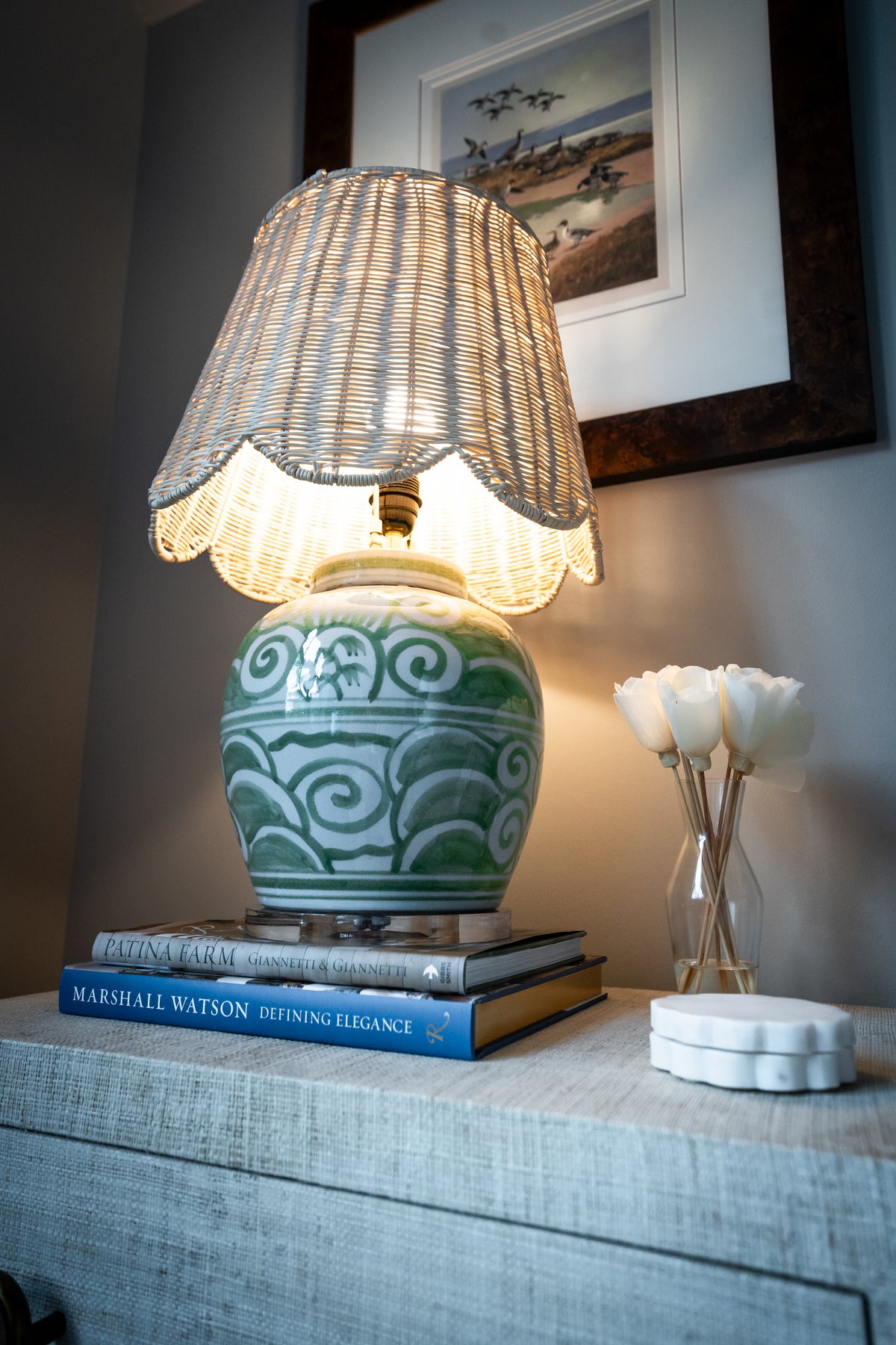Petite Celadon Scroll Lamp